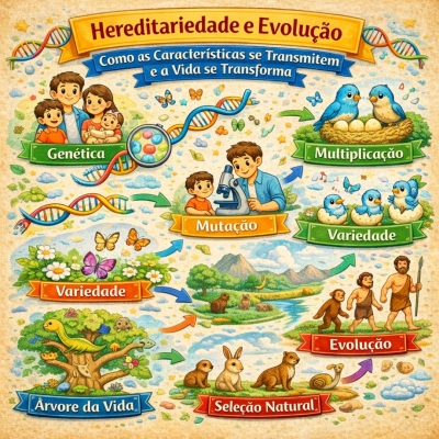 Hereditariedade e Evolução: Como as Características se Transmitem e a Vida se Transforma Anos Iniciais